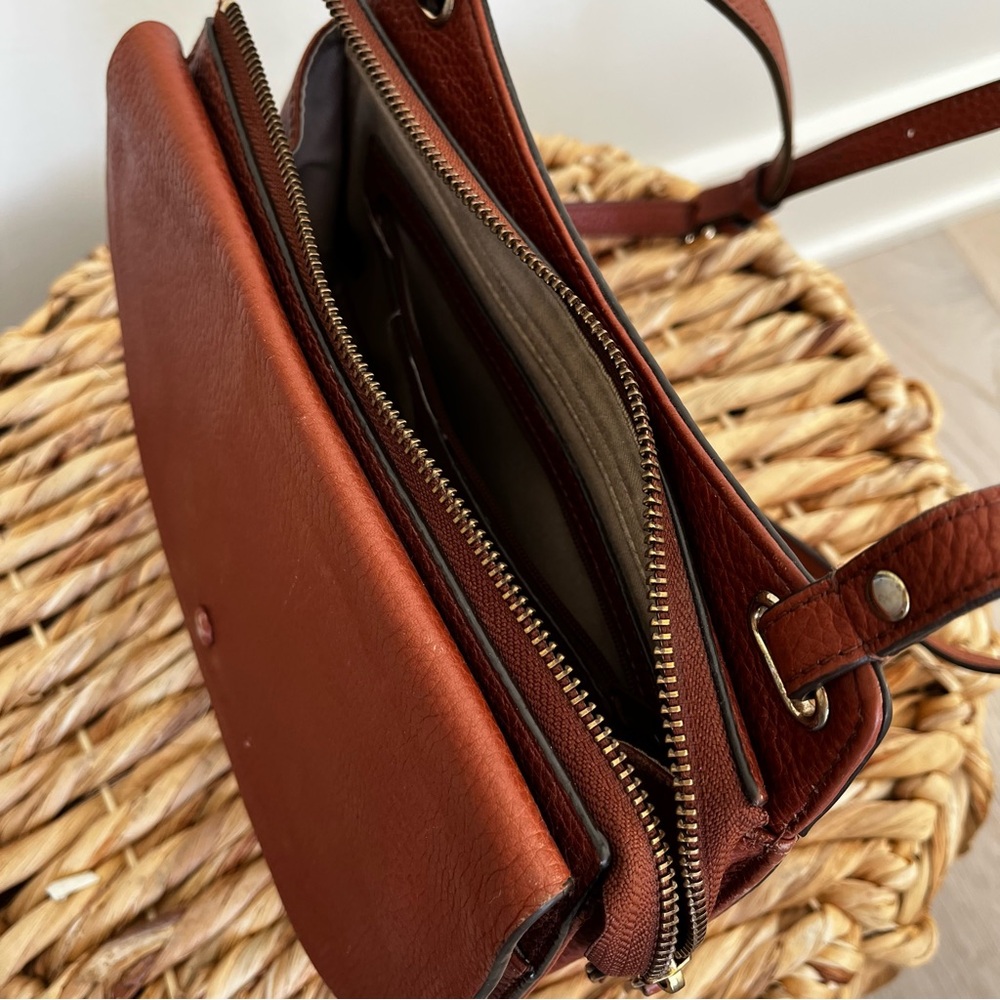 Halogen Rich Brown Leather Crossbody Bag - Picture 6 of 10